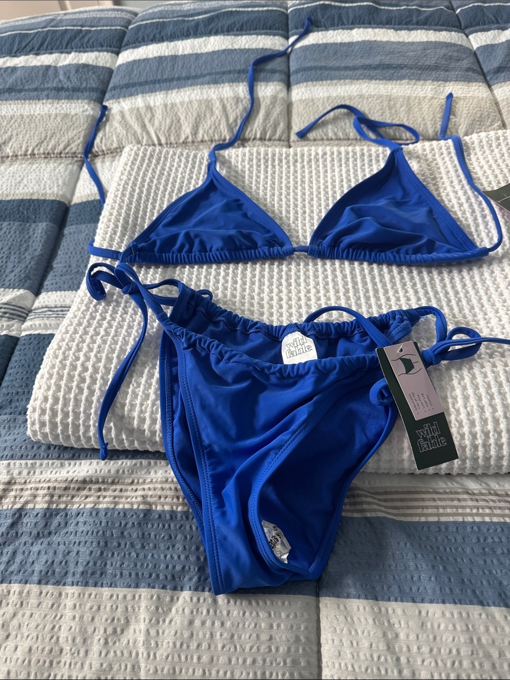 Wild Fable Cobalt Blue Triangle Tie-Side Bikini Set